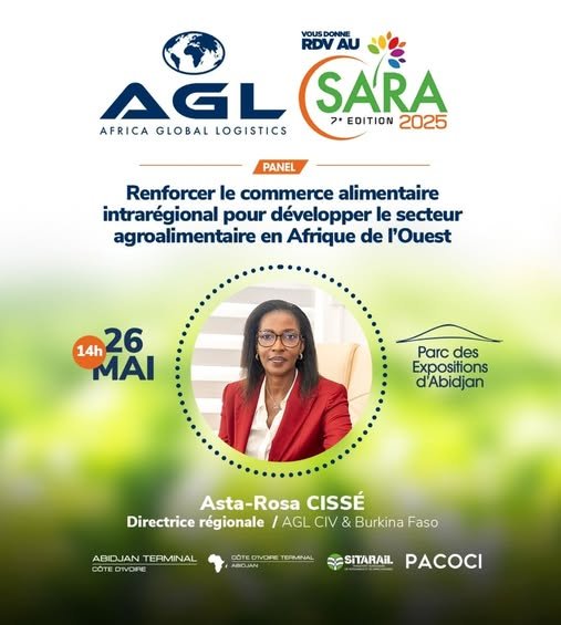 Côte d’Ivoire : SARA 2025, le renforcement du commerce alimentaire intrarégional au centre d’un panel qu’animera la Directrice Régionale d’AGL