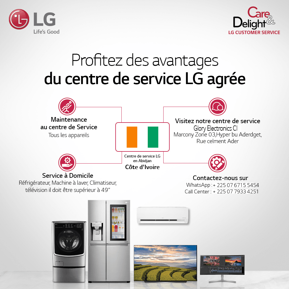 LG fournit un service de réparation aux clients en Côte d’Ivoire